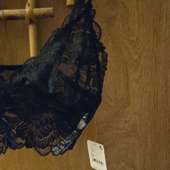 Free People Black Lace Bralette with Scalloped Trim - Picture 6 of 6